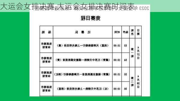 大运会女排决赛,大运会女排决赛时间表