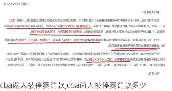 cba两人被停赛罚款,cba两人被停赛罚款多少