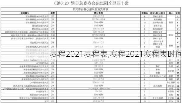 赛程2021赛程表,赛程2021赛程表时间